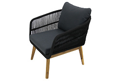 Набор мебели Камелия  1 уп. (стол+2кресла+диван, веревки черные, подушки серые) 