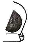 Кресло подвесное Флорес (стойка+основание черн, корз.коричневая, подуш.estera-хамелеон. 3уп. (В))
