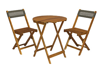 Набор мебели садовый Бали (мини) из акации  1 уп (3 предмета: стол+ стул 2шт)  