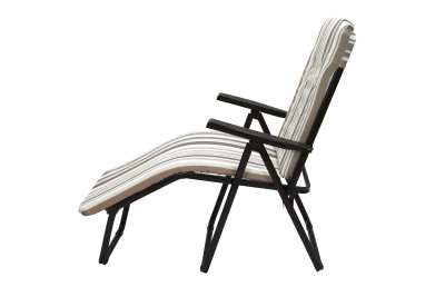 Кресло -шезлонг Леонардо 1 шт. в уп. (каркас коричневый, ткань корич.-сер. полоска) 