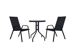 Набор мебели  Сан-Ремо мини  (2 кресла+стол Ø60см, каркас черный, сиденья черные) Кита  