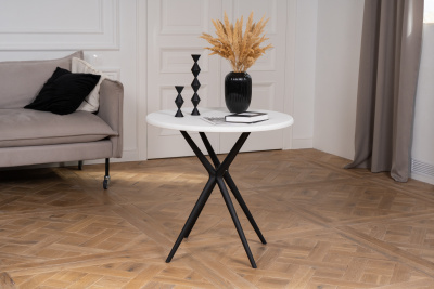 Стол пластиковый ТЕОРИ круглый (белый с черными ножками)