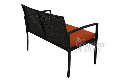 Набор мебели Бостон  1 уп. (стол+2кресла+диван ротанг черный, подушки оранжевые) 