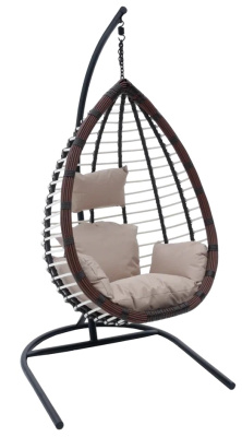 Кресло подвесное Шарм арт.D159-МТ003 цв.корзины коричневый, цв.подушки бежевый