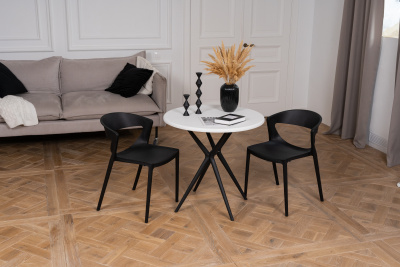 Стол пластиковый ТЕОРИ круглый (белый с черными ножками)