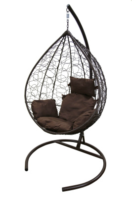 Кресло подвесное Сфера (стойка+осн.КОРИЧ.,корзн.корич.,подуш.корич. 3уп.(М))