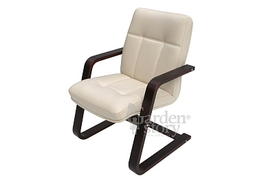 Кресло  Мичиган-2, без подлокот Эко кожа 2 уп (каркас вишня 1 уп., сиденье беж 1 уп.) 