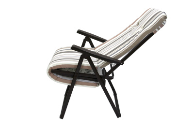 Кресло -шезлонг Леонардо 1 шт. в уп. (каркас коричневый, ткань корич.-сер. полоска) 