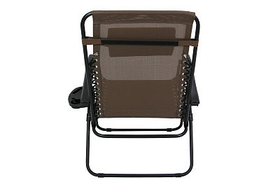 Кресло -шезлонг Фиеста Премиум с подстаканником (2шт. в упаковке ( каркас черный,ткань коричневая)) 