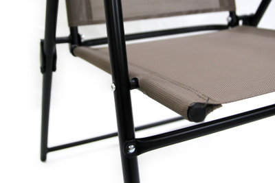 Набор мебели Ялта складной со спинкой 1 уп. (4 кресла+стол+зонт)(каркас черн, ткань бежевая) 