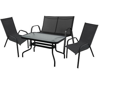 Набор мебели Сан-ремо Делюкс  3 уп.(2 кресла Китай+диван Россия+стол 90х50 см Китай, каркас черный, 