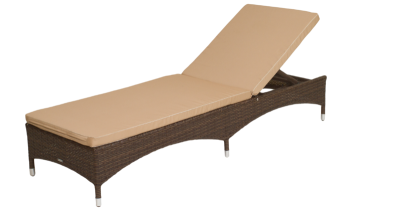 Лежак  Мальта ротанг искусственный (кофейный) подушка бежевая